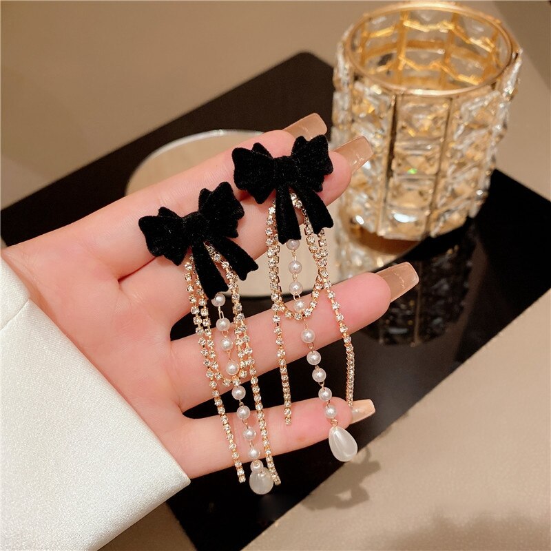 Korean Elegant Resin Bowknot Drop Earrings For Women Gofaer Finds Store