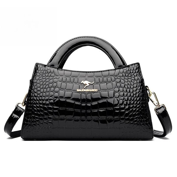 Designer Handbag Crocodile Patent Leather Messenger Bag Large Capacity Female Tote