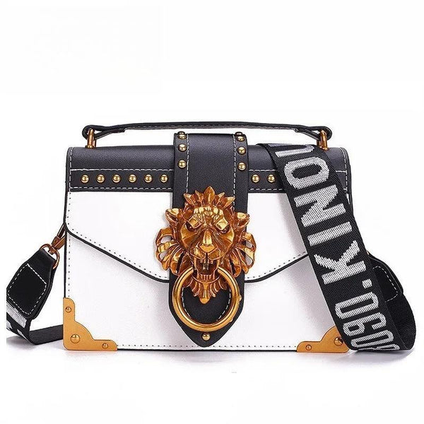 Brand Designer Lion Head Flap Hand Bag Women