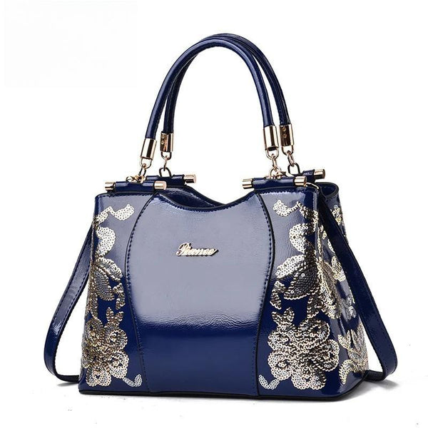 Fashion Embroidery Bright Leather Female Handbag Tote Bag High-end Boutique Women's