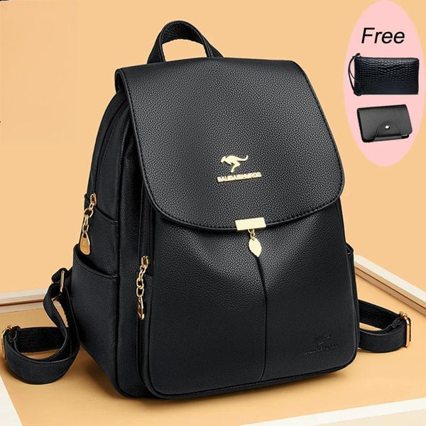 New High Quality Leather Backpack Women Shoulder Bags