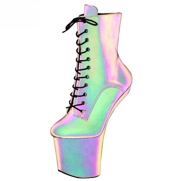 Night Colorful Iridescence Reflective Ankle Boots