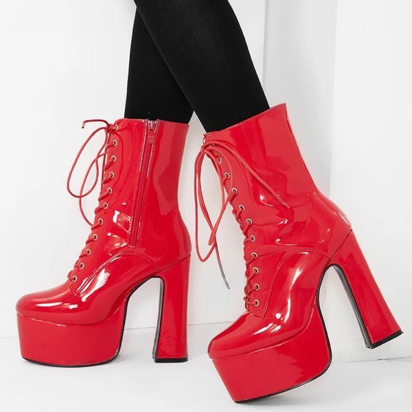 New 15CM Super High Chunky Heel Platform Women Ankle Boots