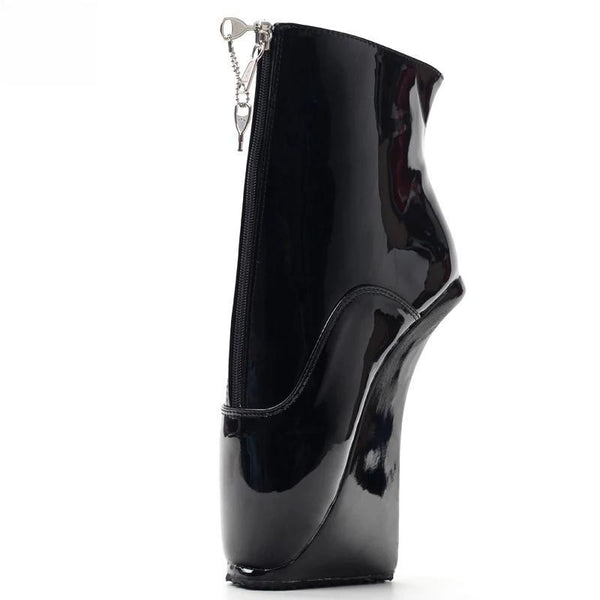 Super sexy extreme lockable zipper ballet wedge boots