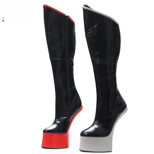 New Style Exotic Special 7inch Ponyplay Heel Knee High Platform Boots