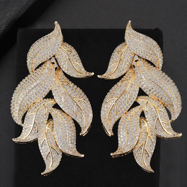 72MM Luxury Leaf Nigerian Long Dangle Earrings For Women