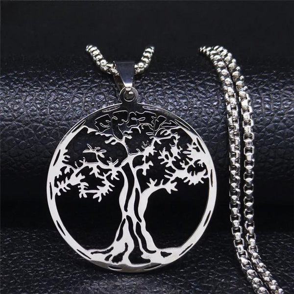 Tree of Life Stainless Steel Chain Necklace for Women Men Necklace