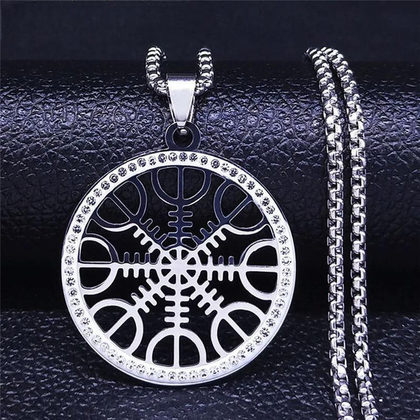 Viking Compass Helm of Awe Compass Necklace for Women Men