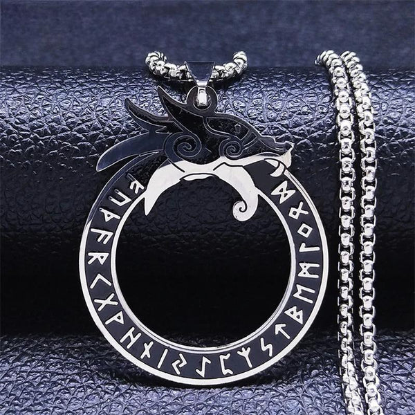 Divination Dragon Nordic Viking Rune Stainless Steel Necklaces Women/Men Necklaces Pendants