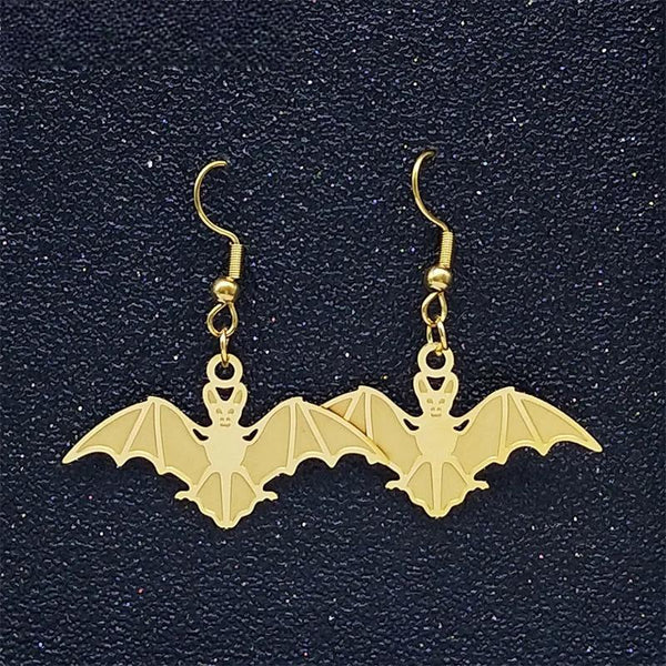 Stainless Steel Bat Drop Earrings for Women Witch Charm Dangle Earrings