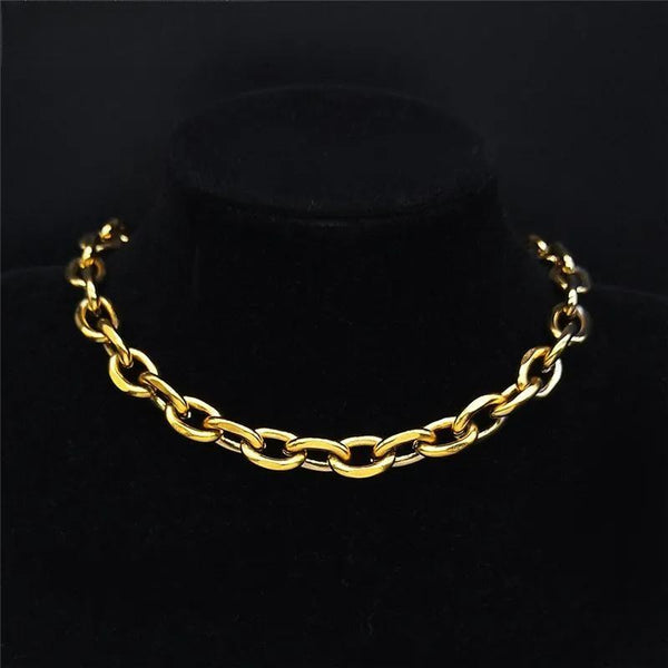 Stainless Steel Choker Necklace for Women Gold Color Trendy Clavicle Chain