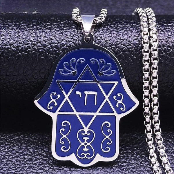 Hebrew Judaism Hexagram Stainless Steel Hamsa Hand Chain Necklaces