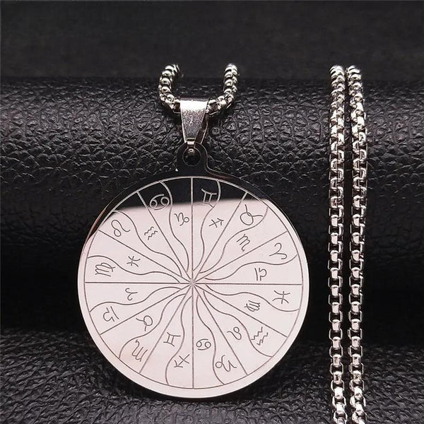 12 Zodiac Sign Constellations Astrology Stainless Steel Necklace for Women