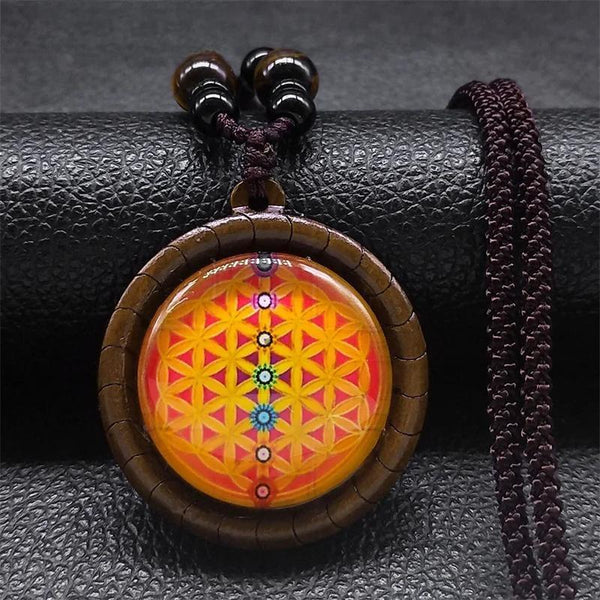 7 Chakra Healing Balance Spiritual Necklace Glass Pendant