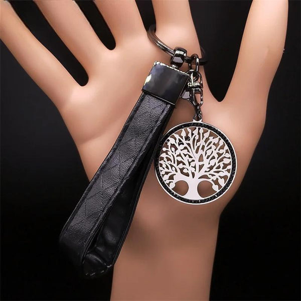 Tree of Life Stainless Steel Crystal Pendant Key Chain for Women/Men