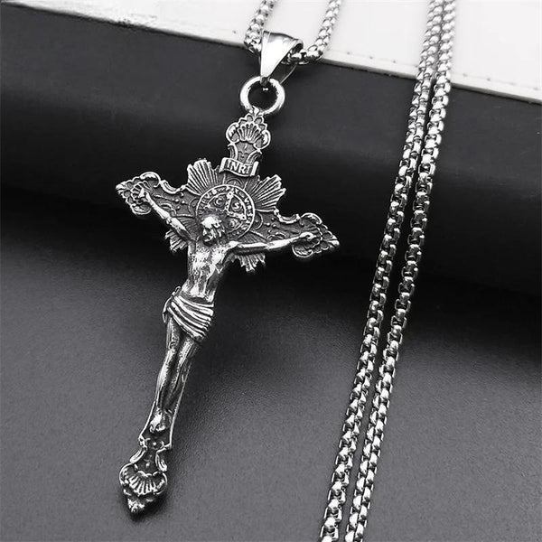 INRI Jesus Cross Crucifix Necklace for Women Men