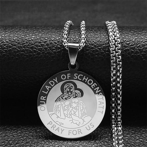 OUR LADY OF SCHOENSTAFF Medal Pendant Necklace Women/Men