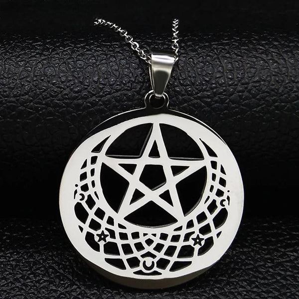 Witchcraft Pentagram Necklace Stainless Steel Amulet Talisman Necklace Women