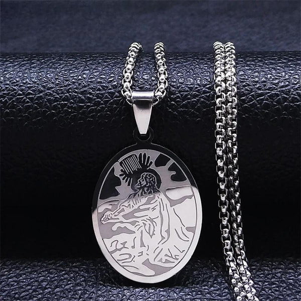 Jesus Pain in the Garden Stainless Steel Chain Necklace Women/Men Silver Color