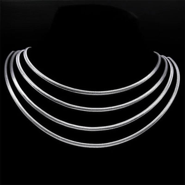 Stainless Steel Snake Chain Necklace Men Women Chokers Hip Hop Party Silver Color Link Chain