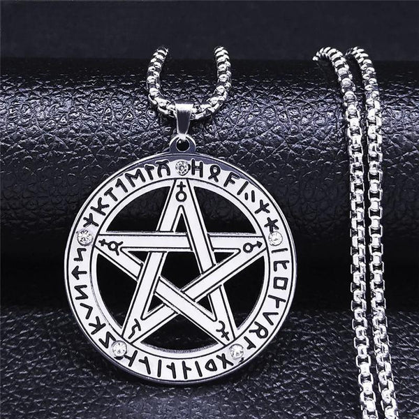 Viking Nordic Rune Pentacle Necklace for Women Men