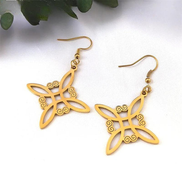 Witch Knot Drop Earrings for Women Gold Color Stainless Steel Witchcraft Irish Dangle Earring