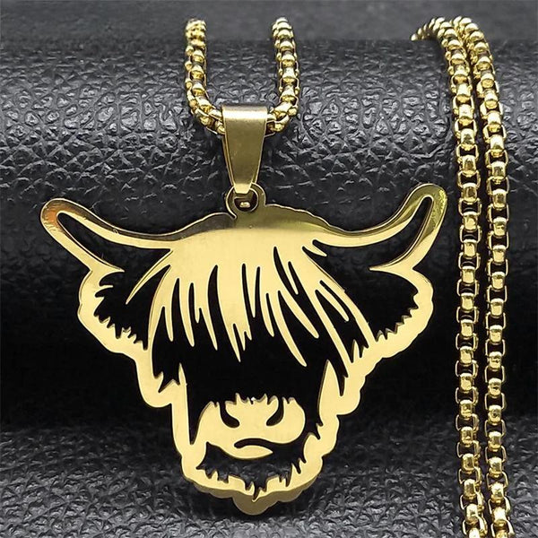 Creative Animal Bull Head Pendant Necklace for Women Men