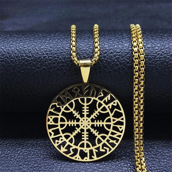 Viking Amulet Necklaces Women /Men Gold Color Stainless Steel Statement Necklace