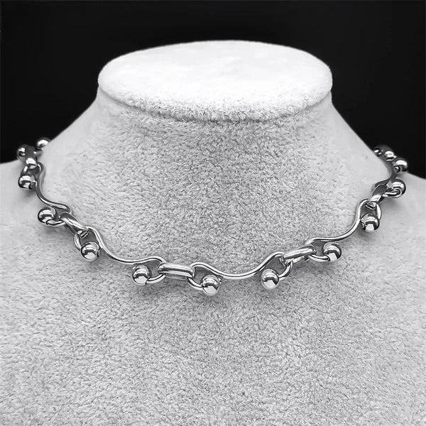 Y2K Choker Chain Necklace for Women Girl Silver Color