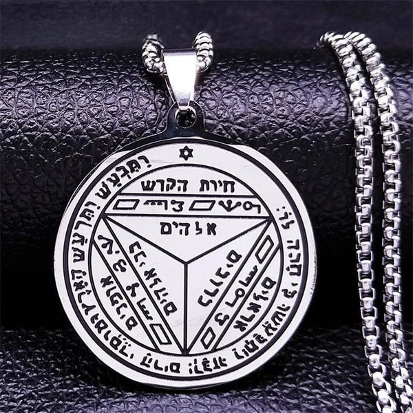 Seventh Pentacle of Saturn - Seal of Solomon- Vinyl Sticker Decal Stainless Steel Necklace