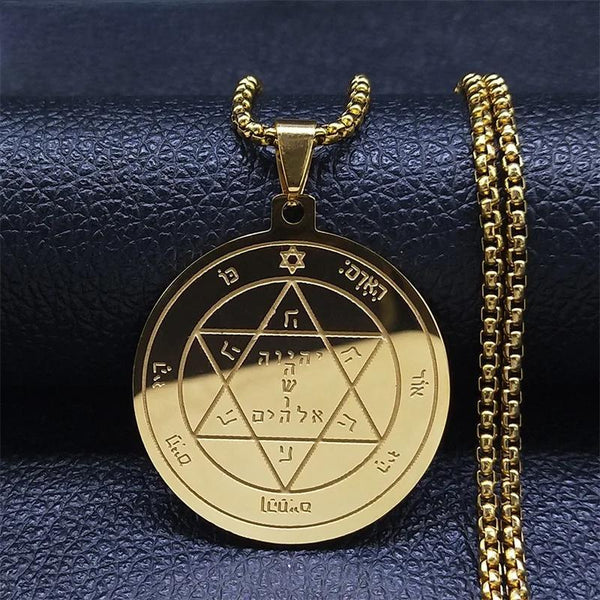 Jewish Bible Stainless Steel Gold Color Hexagram Chain Necklace Women/Men