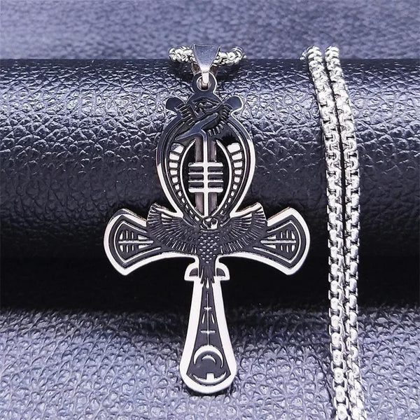 Stainless Steel Egyptian Ankh Cross Key of Life Owl Necklace Eye Of Horus Amulet Necklaces