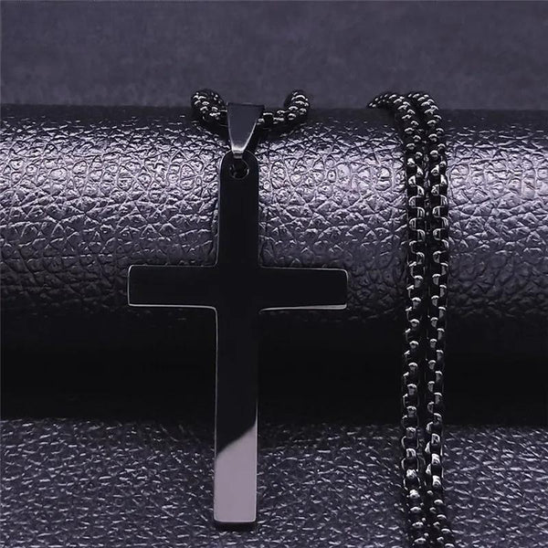 Cross Stainless Steel Chain Necklaces for Women/Men Black Color Chain Necklace