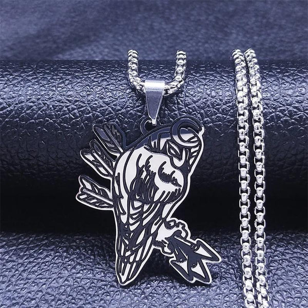 Norse Cresent Moon Owl Stainless Steel Necklaces Women/Men