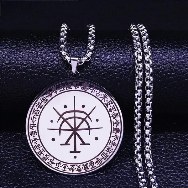 Occultism Sigil Ethnic Wolf of Antimony Stainless Steel Statement Necklace