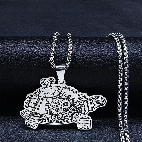 Steampunk Tortoise Necklace Stainless Steel  Machine Animal Sea Turtle Necklaces