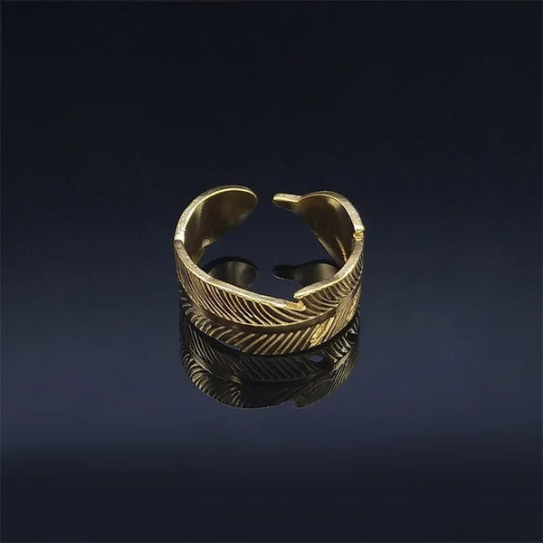 Fashion Leather Ring for Women Stainless Steel Gold Color Adjustable Rings