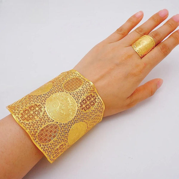 Luxury Ethiopian Bracelets Cuff Bangle & Ring For Women