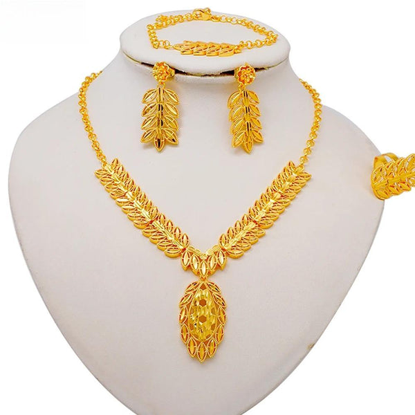 African Big Necklace Dubai Ethiopian Jewelery Earring Bracelet Copper Pendant Set