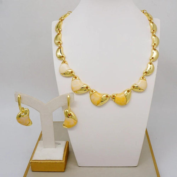 African Necklace Earring Gorgeous Colorful Stone Necklace Wedding Banquet Sets