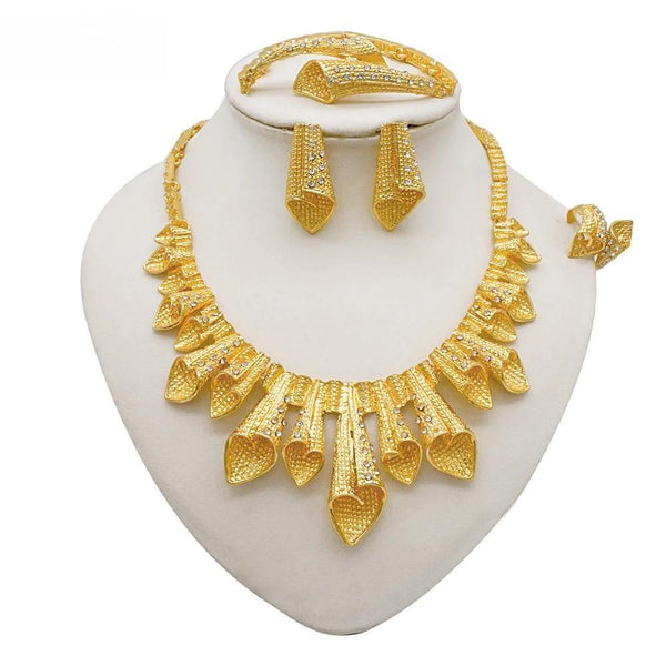 Fashion Crystal African Wedding Ornament Necklace Earrings set