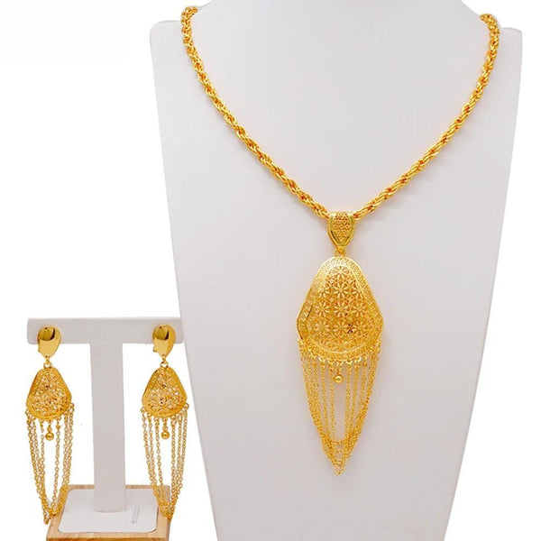 Dubai Wedding Earrings Pendant Necklace Bridal Nigerian Jewelry Sets