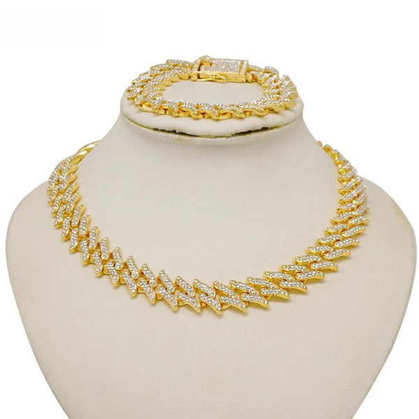 Fashion Rhinestone Necklace&Bracelet For Women Link Simple Chain Necklace