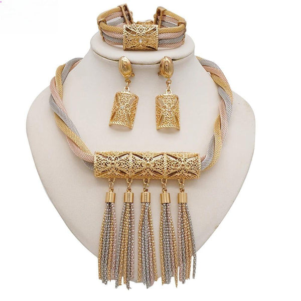 Nigerian Wedding Jewelry Set Colorful Tassel Jewellery Sets