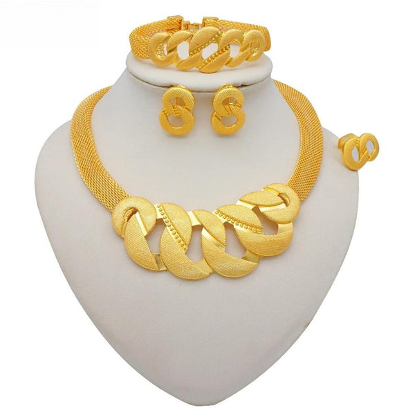 Fashion Dubai African Chokers  Unique Necklace Earrings Bracelet Ring Sets