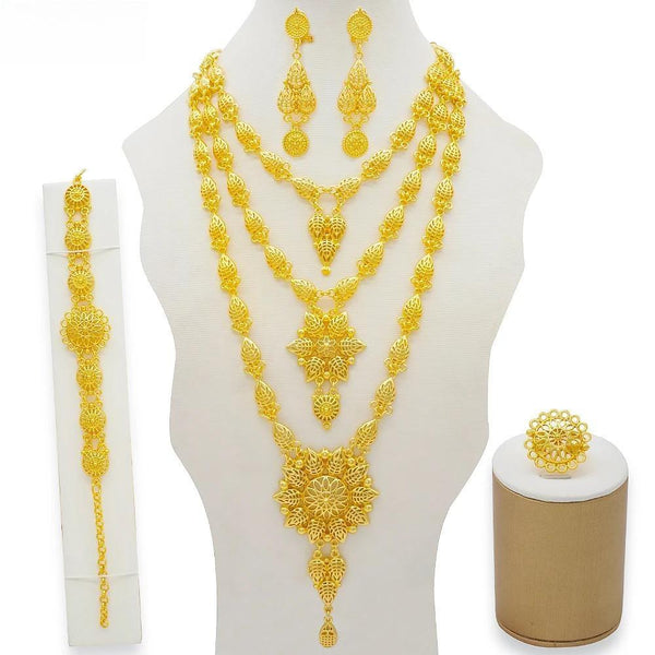 Dubai women Big Necklace  Bricelet Earrings Jewelry Sets