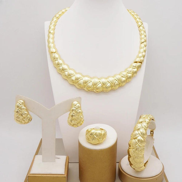 Simple Luxury Dubai Jewelry Set Big Jewelry Brazilian Gold Color Jewelry Sets For Women