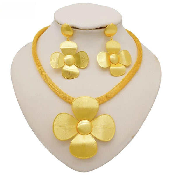 Simple Flower Jewelry Sets Dubai African Necklace&Earring Sets