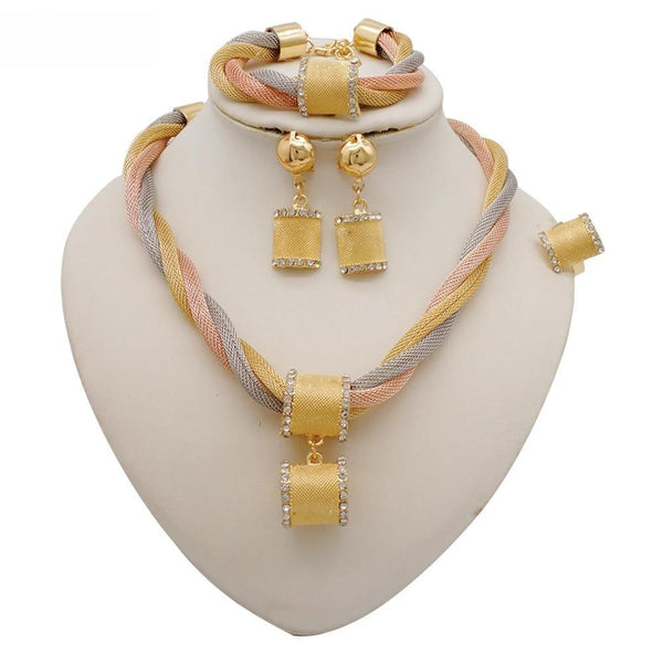 Fine African Gold Color  Dubai Wedding Necklace Sets