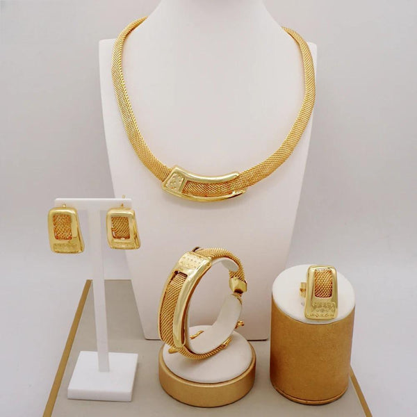 Fashion Luxury Italy Simple Jewelry Dubai Gold Color Jewelry Sets For Women